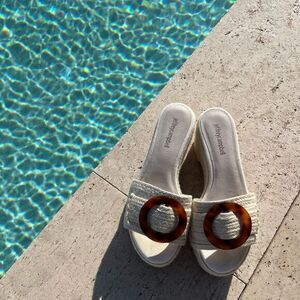 Jeffrey Campbell Jute Heeled Platform Vacation Sandals